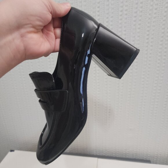 Coutgo Penny Loafers Chunky Block Heels Square Toe Shoes Black Women's Size 8 - Picture 13 of 14